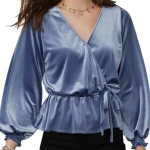 LC Lauren Conrad medium faux wrap velvet top cinch waist TLS1 2366